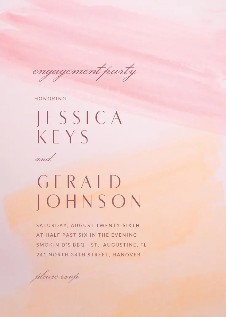 Pink brush blush - Engagement Party Invitation Template (Free